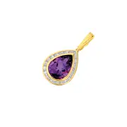 9ct Gold Amethyst & Diamonds Enhancer Pendant in Purple