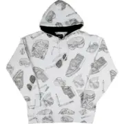 Neff Back to Steeze Pullover Hoodie, Men's Large, White New