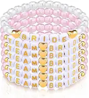 [Misdary] 7 Pcs Bachelorette Party Decorations Pearl Beaded Bracelet Bachelorette Gifts for Bride Proposal Wedding Supplies, about 18cm/ 7.2 inch, artificial pearl