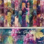 ZAKHSE Scrapbook Paper Pad 6x6, 48 Sheets Grapes and Vines Pattern Scrapbooking Supplies Kit, Single-sided Prints Patterned Cardstock 160gsm Decorative Craft Paper for DIY Background Card Making