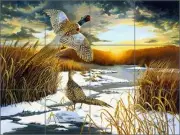 Ceramic Tile Mural Backsplash Kendrick Pheasant Bird Wildlife Art POV-LKA002