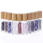 10X Gemstone Roller Bottles Chip Natural Crystal Essential Oils Perfume Bamboo