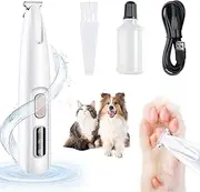 Hojalis Paw Trimmer for Dogs, Pet Hair Trimmer with LED Light, USB Electric Pet Hair Trimmer, Waterproof Paw Trimmer for Pets, for Eyes, Ears, Face, Body (White)