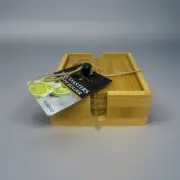 Set Of 4 Bamboo Coasters With Holder, Bombay