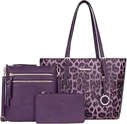 [Montana West] Fashion 3 pcs Handbag Set Leopard Print Tote Bag Conceal Carry Purse for Women