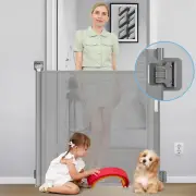 Retractable Baby Gates No Drilling 0"-39" Wide Punch Free Narrow Baby Gate for S