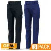 3 X LADIES COTTON TWILL DIGGA COOL-BREEZE CARGO SAFETY WORK PANTS - NAVY/BLACK