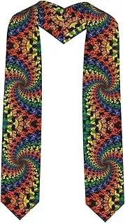 [WURTON] Bear Dancing Tie Dye Print Unisex Adult Graduation Stole Class Of 2024 Polyester Shawl Stole With Trim Honor
