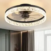 15.8" Low Profile LED Ceiling Fans with Light, Reversible Flush Mount with