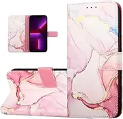 Wallet Case for Nokia C31 for Women Marble PU Leather Flip Cover with Card Holder & Kickstand Protective Phone Case & Lanyard for Nokia C31 Rose Gold