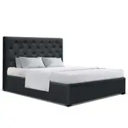 Bed Frame Double Size Gas Lift Base With Storage Charcoal Fabric