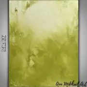 Oil Painting Modern Abstract Minimalism Contemporary Green Canvas 24 by 30 AMA