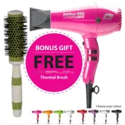 Parlux 385 Power Light Ceramic and Ionic Hair Dryer - Fushia With Bonus Therm...