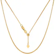 Sterling Silver Yellow Tone Plated 22" Sliding Adjustable Box Chain Necklace, 1.4mm