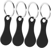 [HOODANCOS] 4Pcs Stainless Steel Trolley Tokens Practical Key Rings for Shopping Portable Hanging Tokens for Supermarkets Trolley Remover Keychain Convenient Shopping