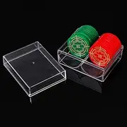 GEUGECY Poker Chip Rack, 2 Slots Acrylic Card Case, Clear Acrylic Chip Trays for Standard Size Chips, Clay Chips10 Total Trays, Each Holds 40 Chips