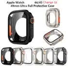 Glass Upgrade to Ultra Screen Protector PC Cover for Apple Watch Case 9 8 765 SE