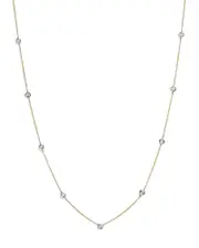 Diamond Station Necklace in 14K Yellow and White Gold, 0.60 ct. t. w.