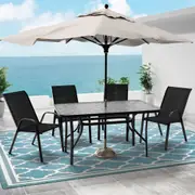 ALFORDSON 5PCS Outdoor Patio Dining Set Table and Chairs Garden Furniture Black