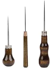 UtySty 3 Pack Scratch Awl Tool with Wooden Handle Gourd Shape Pin Punching for Leather Punch Hole Craft Repair Shoes Sewing Crochet DIY Handmade Stitch