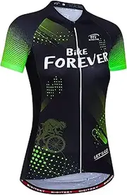 [LMKIJNB] Womens Cycling Jersey Short Sleeves Bicycle Clothing Sportswear Biking Tights Spring Autumn Moisture Wicking Quick-Dry UV Protection MTB Outdoor Windproof XD07,Green,M