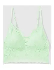 [Aerie] Show Off Eyelash Lace Padded Push Up Triangle Bralettee in Green Beam