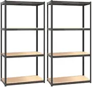 4-Layer Bookshelf Set of 2 - Sturdy Galvanised Steel & Engineered Wood Standing Shelves for Home, Office, Living Room - Space Saving Storage Solution