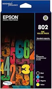 Epson 802 - Std Capacity DuraBrite - Ink Cartridge Value Pack (B,C,Y,M) for Workforce Pro WF-4720, WF-4740, WF-4745, Value Pack, C13T355692