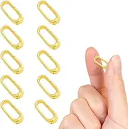 [Sekonow] 10Pcs 18K Gold Plated Carabiner Necklace Clasps and Closures, Oval Spring Ring Clasp Pearl Necklace Connector Extender Clip for Necklace Bracelet Jewelry Making