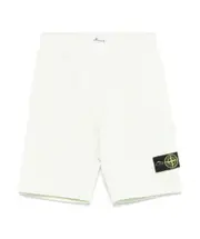 Stone Island Junior Compass-Patch Elasticated Waistband Shorts 8Y,6Y,4Y,14Y,2Y,12Y,10Y White