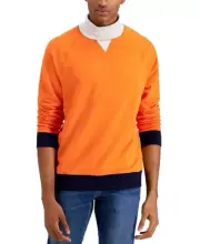 Club Room Men's Turtleneck Fleece Sweatshirt in Fire Blaze Orange-Size XL