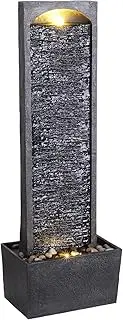 Teamson Home 98 cm Contemporary Outdoor LED Waterfall Fountain with Pebble Base, Gray/Black