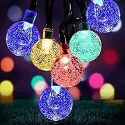 Solar String Lights Outdoor Waterproof,8 Mode 7M/24Ft 50 LED Crystal Ball Outdoor Solar Powered String Lights for Patio,Solar Garden Lights for Yard Porch Wedding Party Decoration(Multi-Color)