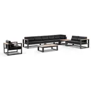 Balmoral Package D Outdoor Aluminium and Teak Lounge Setting with Coffee Table - Outdoor Aluminium Lounges