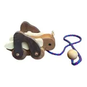 Handmade Wooden Grasshopper Pull Toy Toddler Pull Along NEW