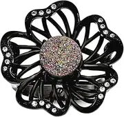 [JewelryWeb] Stainless Steel Polished Black Ip Plated Druzy and Crystal Ring Band Style-Ring for Women