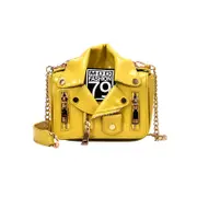 Women Chain Strap Shoulder Bag Unique Jacket Leather Handbags-Yellow