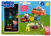 Peppa Pig's Jumbo Playset - Grandpa's Train, Push & Go Car, Roundabout & 6 Figs
