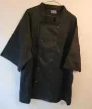 men's Chef code top size 3XL black long sleeve double button pockets cotton poly