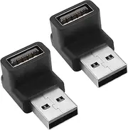 QIANRENON USB 3.1 90°Angle Adapter 10Gbps USB 3.1 Male to Female L-Angle Connector USB A 3.1 Right Angle Coupler, Support 3A Charging OTG Data Transfer, 2Pcs (Positive Bend/Female end Down)