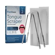 Tongue Scraper for Adults, 100% 304 Stainless Steel, Reduces Bad Breath, Remo...