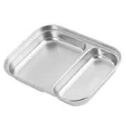 Portion Control Plate Rectangular Divided Dinner Tray Stainless Steel Child
