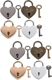 HOMSFOU 2sets Jewelry Box Travel Locks Metal Mini Locks Keys Heart Shape Locks Luggage Locks Diary Lock 4pcs*2