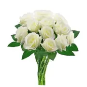 Artificial Roses with Long Stems, 12Pcs Realistic Roses Artificial White