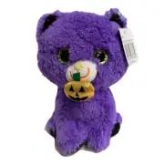 10 inch Purple Pumpkin Cat Halloween Decor NEW Plush Stuffed Cat with pumpkin