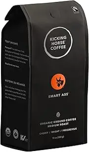Kicking Horse Coffee Smart Ass, Medium Roast, Ground, Certified Organic, Fairtrade, Kosher, Black,284 g (Pack of 6)