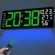 17.3" Large Digital Wall Clock, LED Digital Clock Large Display with Remote C...