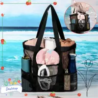 在飛比找蝦皮購物優惠-DEALSHOP網眼沙灘包防水婦女旅行海灘手提袋