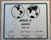 APOLLO 13 Nasa lunar landing plaque - Stainless steel as per the original