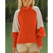 Women's Sweatshirt Track Top Pullover Sports Top Patchwork Long Sleeve Top Athleisure Fall Thermal Warm Windproof Tennis Golf Running Sportswear Activewear Col